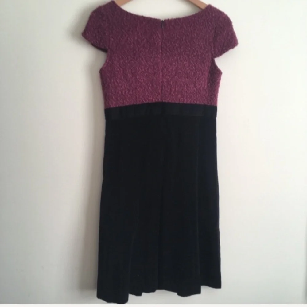 Moschino Jeans | Tweed Velvet Fur Beaded Black Mauve Dress XS - Picture 7 of 7